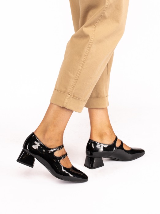 Medium Heel Patent Leather Shoes