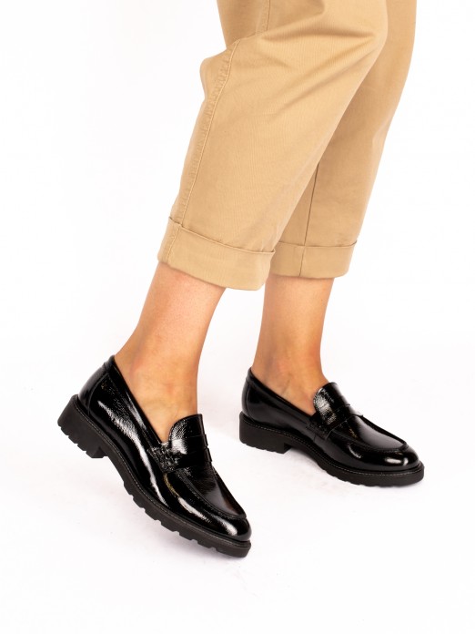 Classic High Sole Patent Leather Loafer