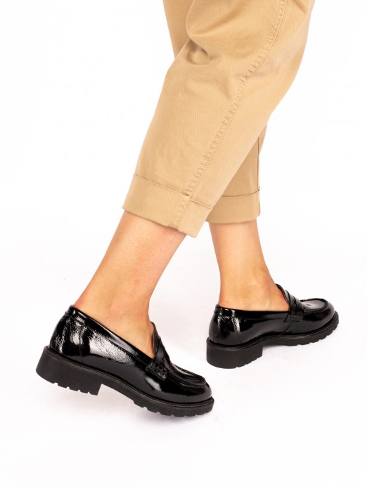 Classic High Sole Patent Leather Loafer