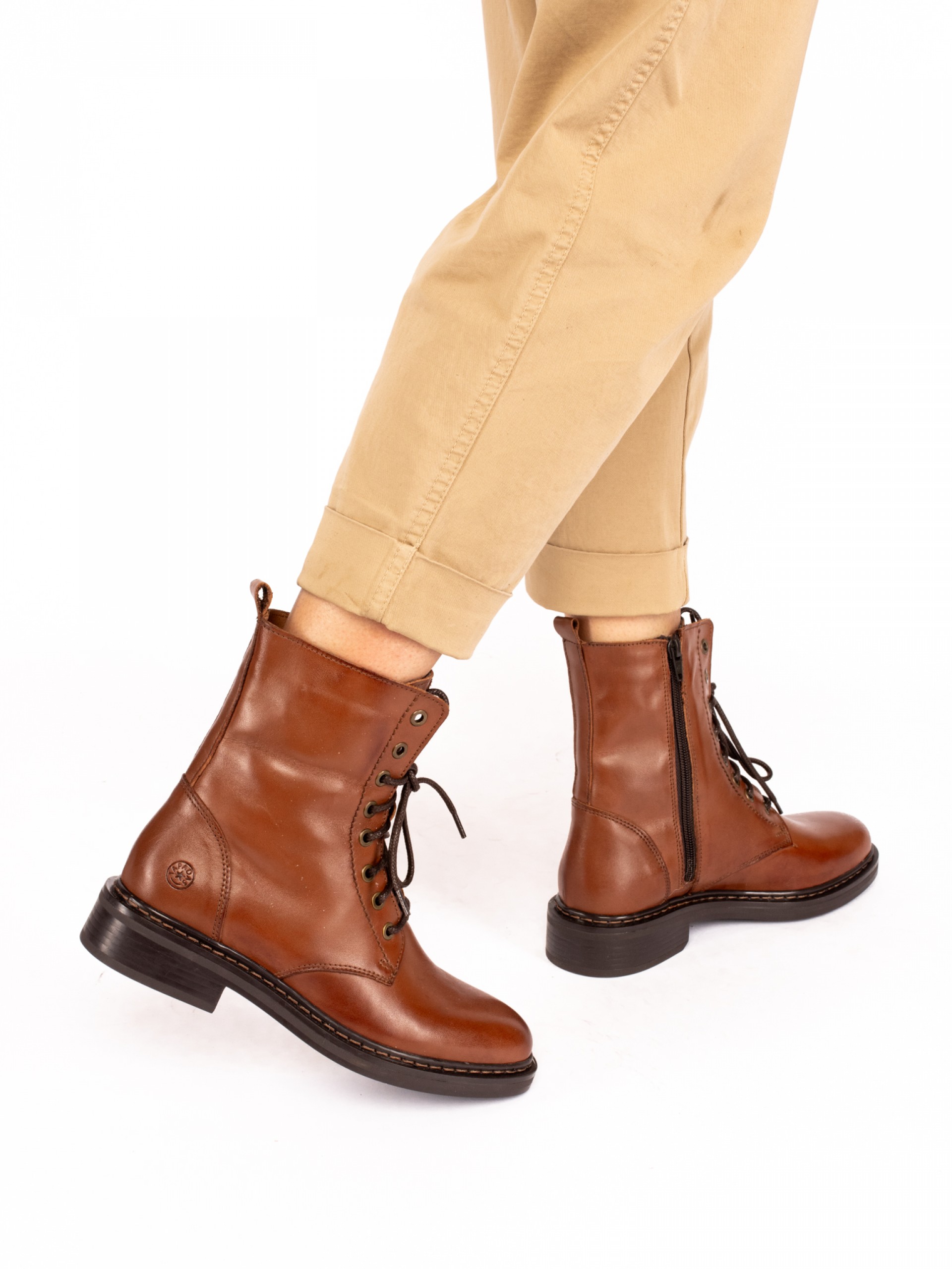 Military Ankle Boot in Leather