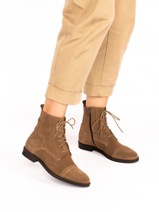 Suede Oxford Ankle Boots