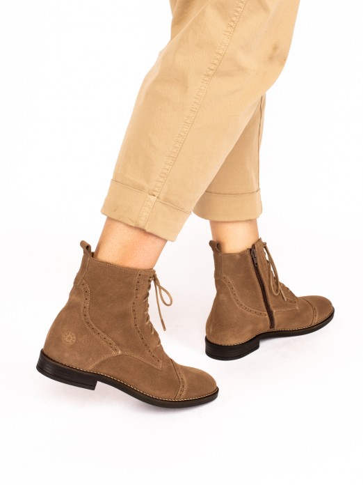 Suede Oxford Ankle Boots