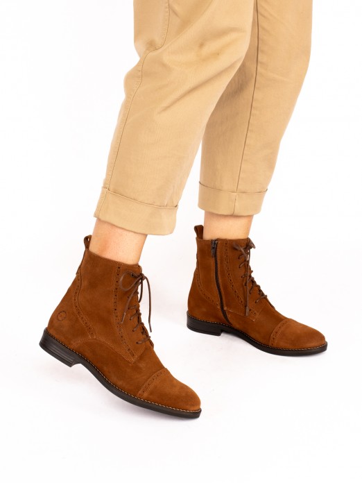 Suede Oxford Ankle Boots