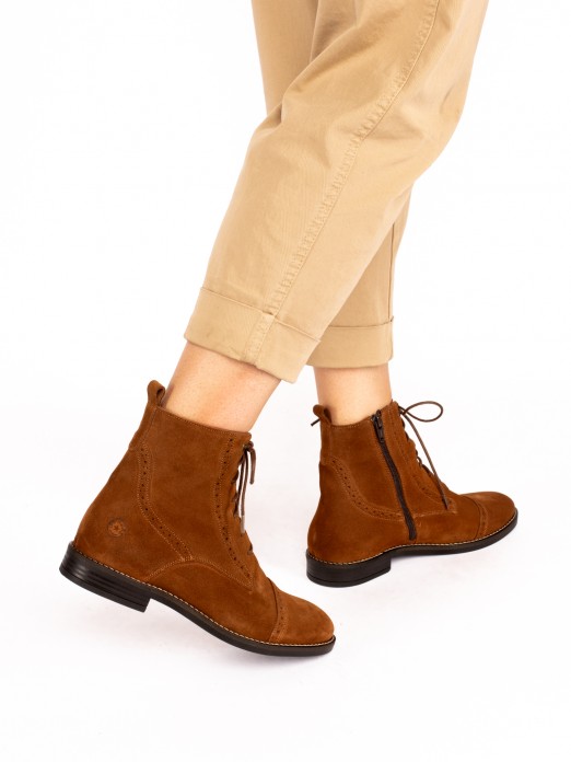 Suede Oxford Ankle Boots