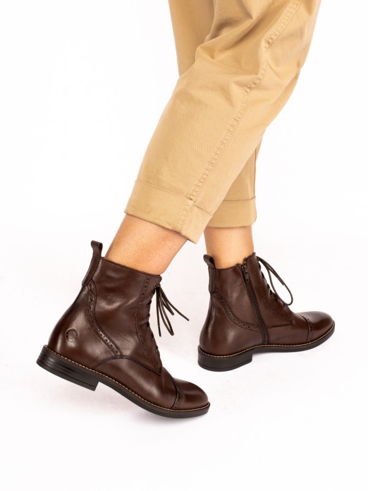 Leather Oxford Ankle Boots