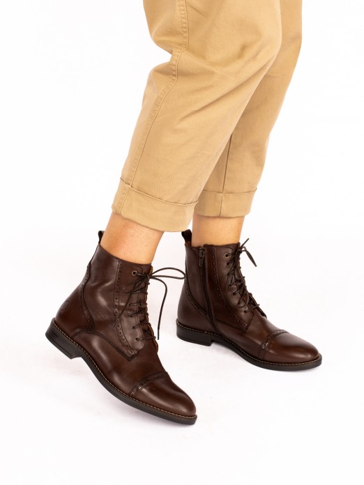 Leather Oxford Ankle Boots