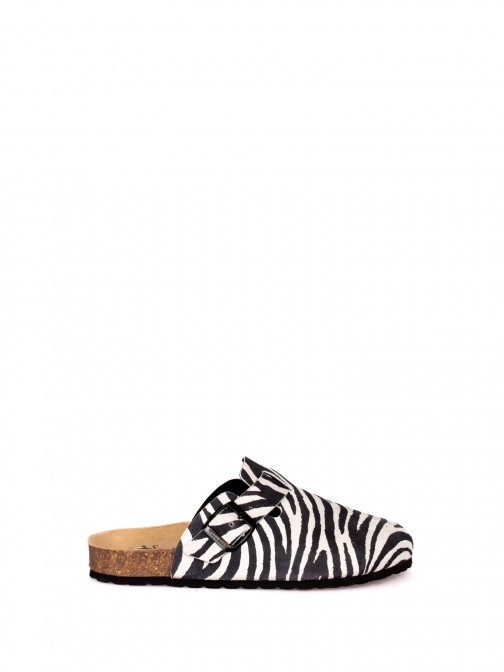 Animal Print Suede Clogs