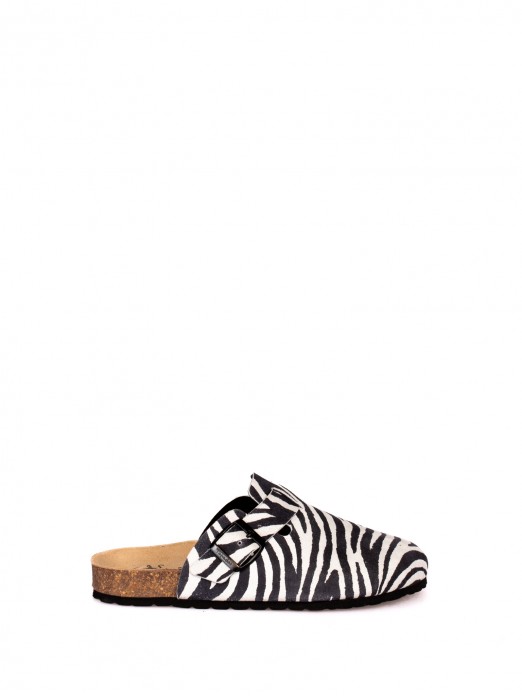 Animal Print Suede Clogs