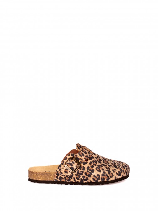 Animal Print Suede Clogs