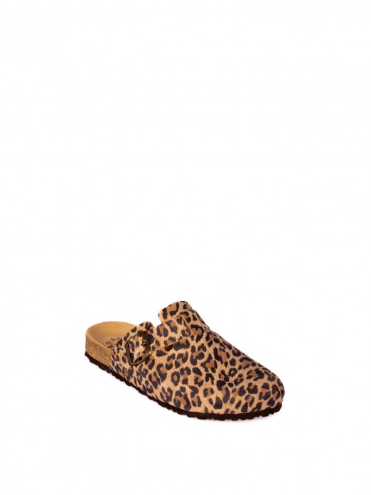 Animal Print Suede Clogs