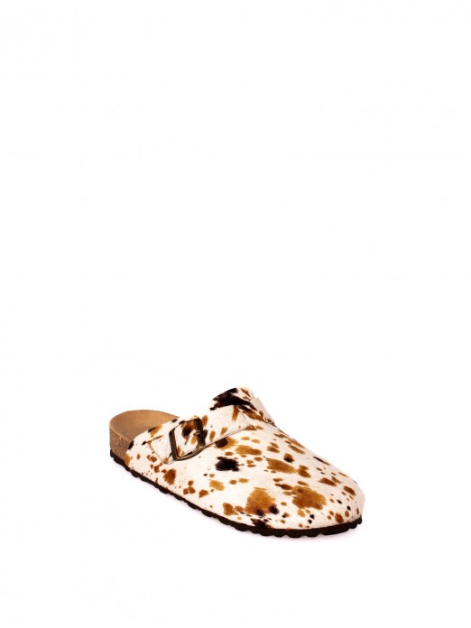 Cow Print Fur Clogs