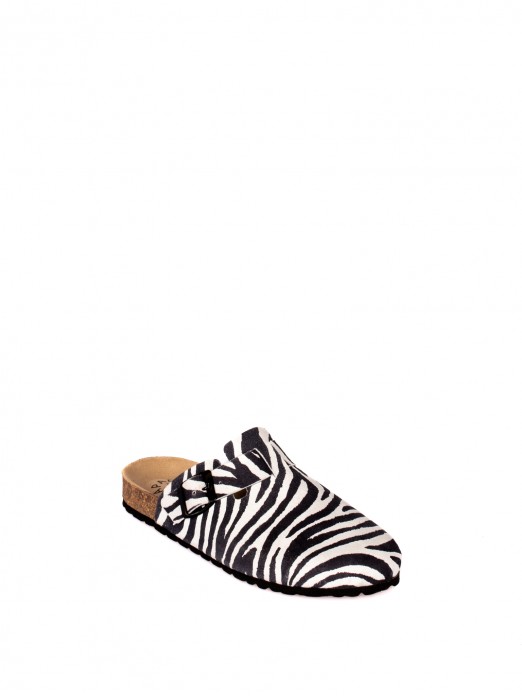 Animal Print Suede Clogs