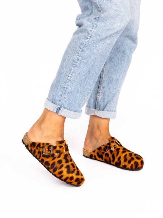 Clogs de Pelo Animal Print