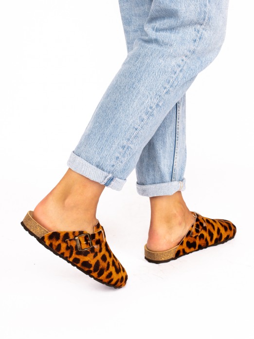 Clogs de Pelo Animal Print