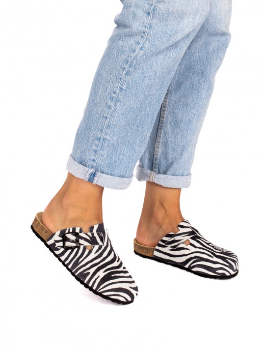 Animal Print Suede Clogs