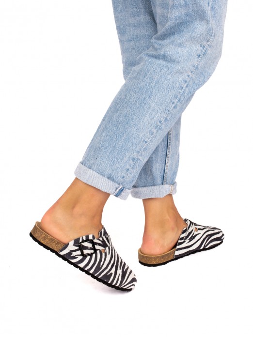 Animal Print Suede Clogs