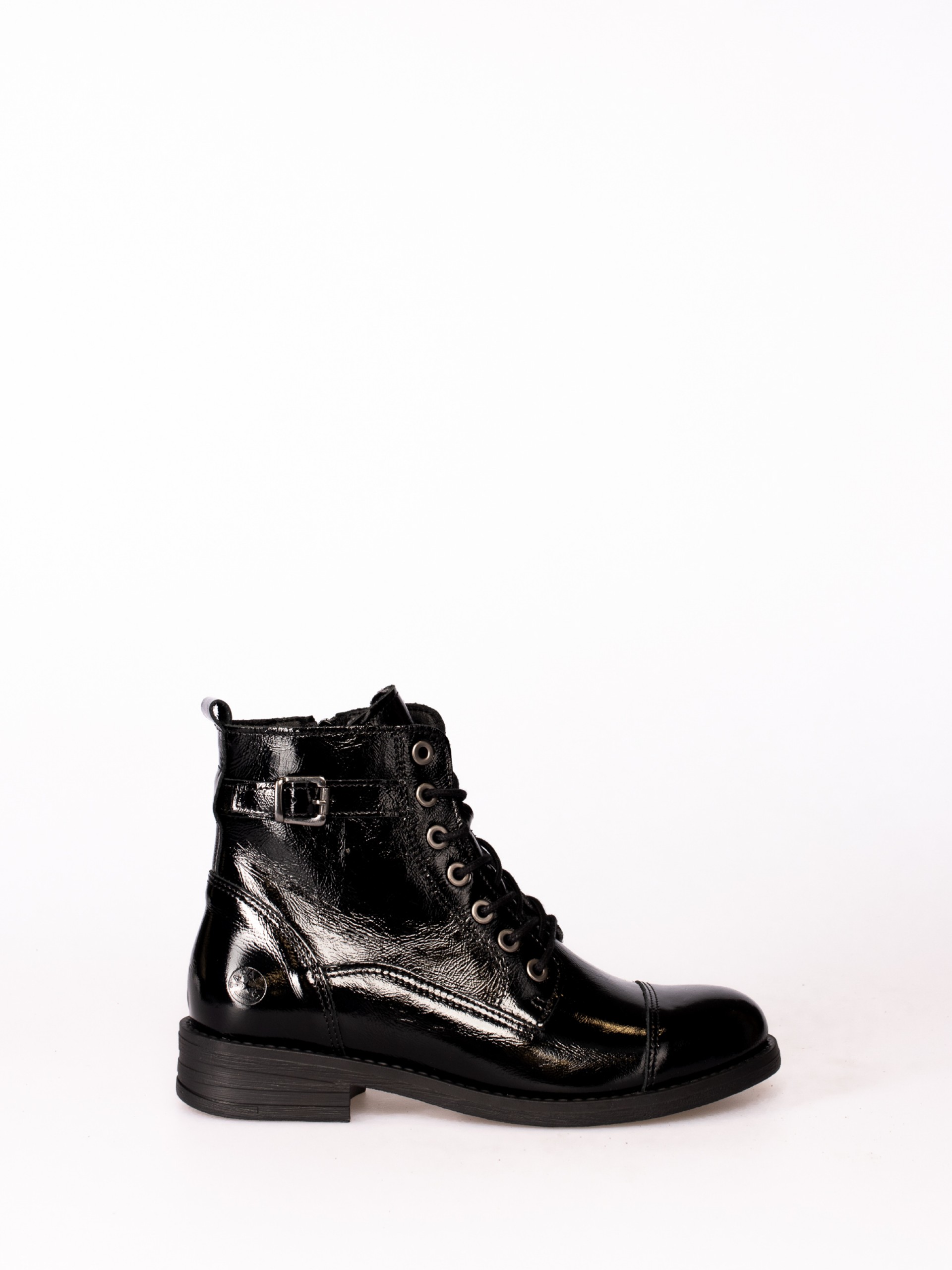 Military Ankle Boot in Laminated leather