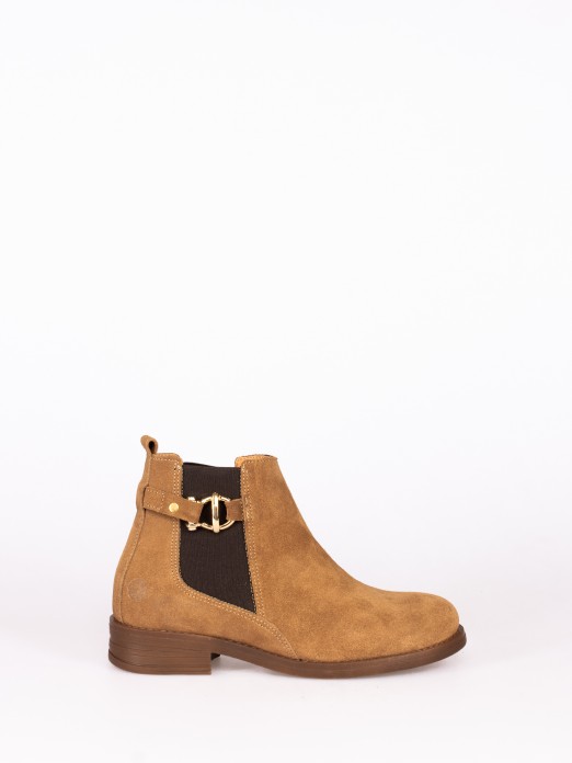 Suede Ankle Boot with Buckle