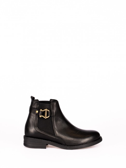 Leather Ankle Boot with Buckle