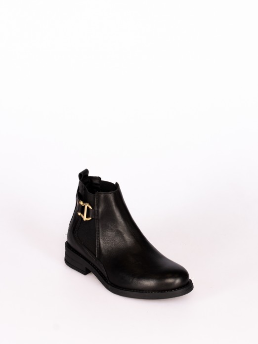 Leather Ankle Boot with Buckle