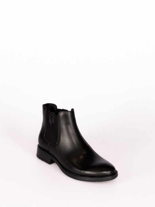 Elastic Leather Ankle Boot