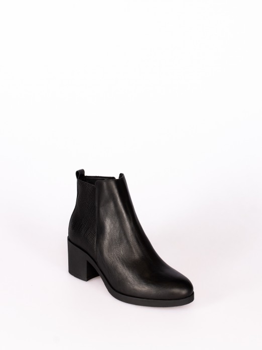 Leather Ankle Boots with Heel