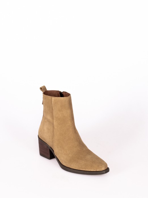 Western-Style Ankle Boot in Suede