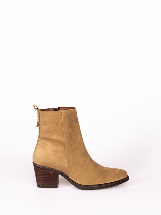 Western-Style Ankle Boot in Suede