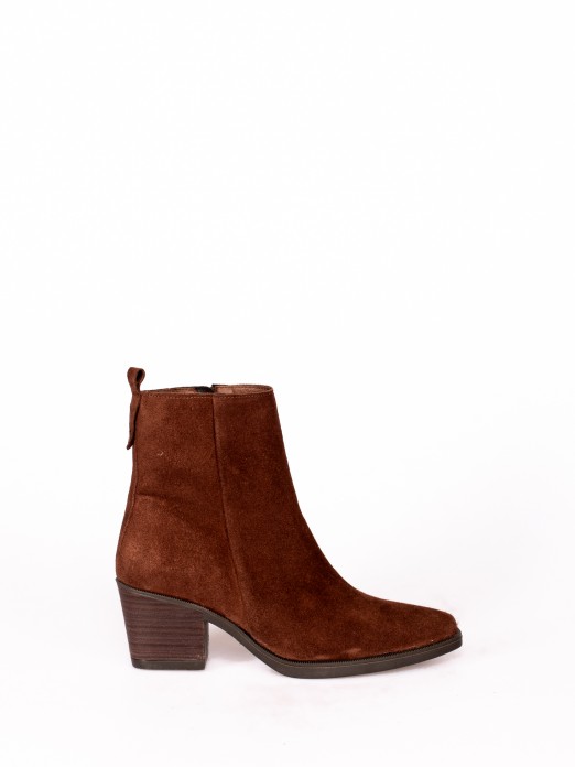 Western-Style Ankle Boot in Suede