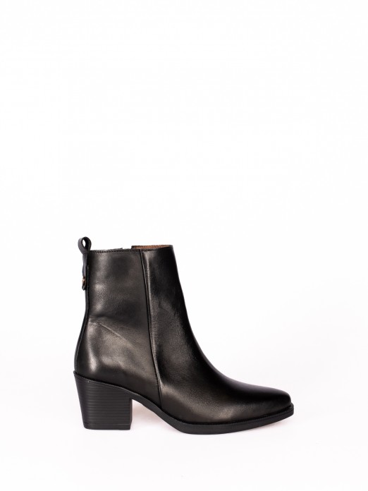 Western-Style Ankle Boot in Leather