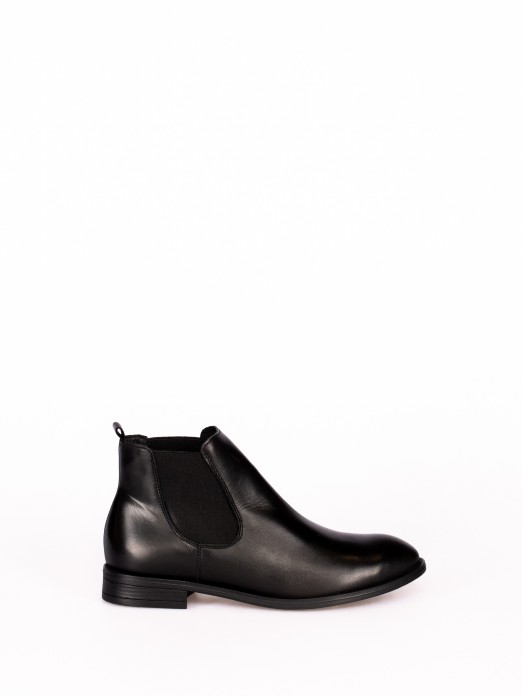 Leather Elastic Ankle Boot