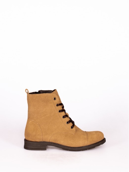 Suede Lace-Up Ankle Boot