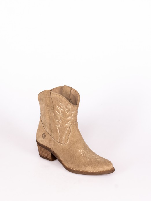 Embroidered Suede Texan Boot