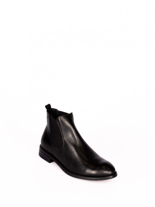 Leather Elastic Ankle Boot