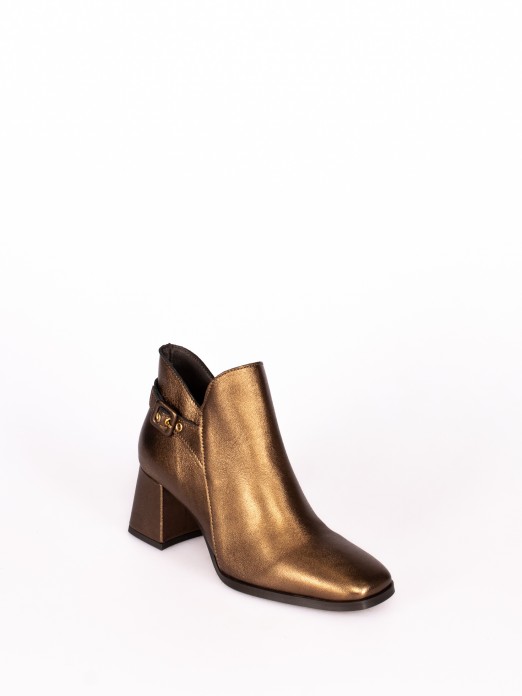 Ankle Boot in Laminated Leather with Buckle