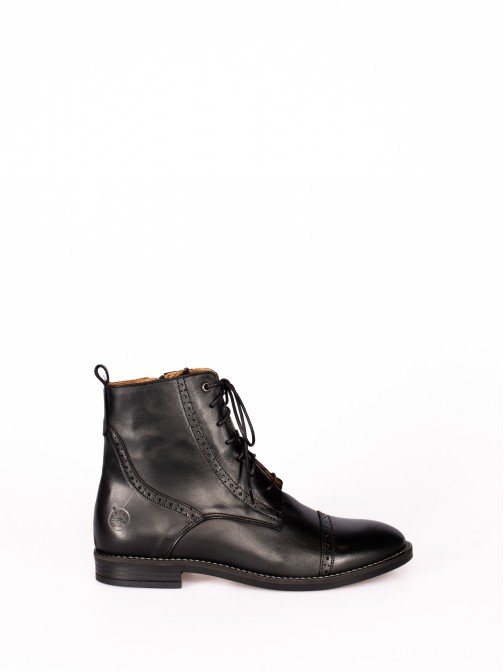 Leather Oxford Ankle Boots