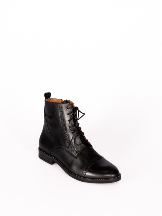 Leather Oxford Ankle Boots