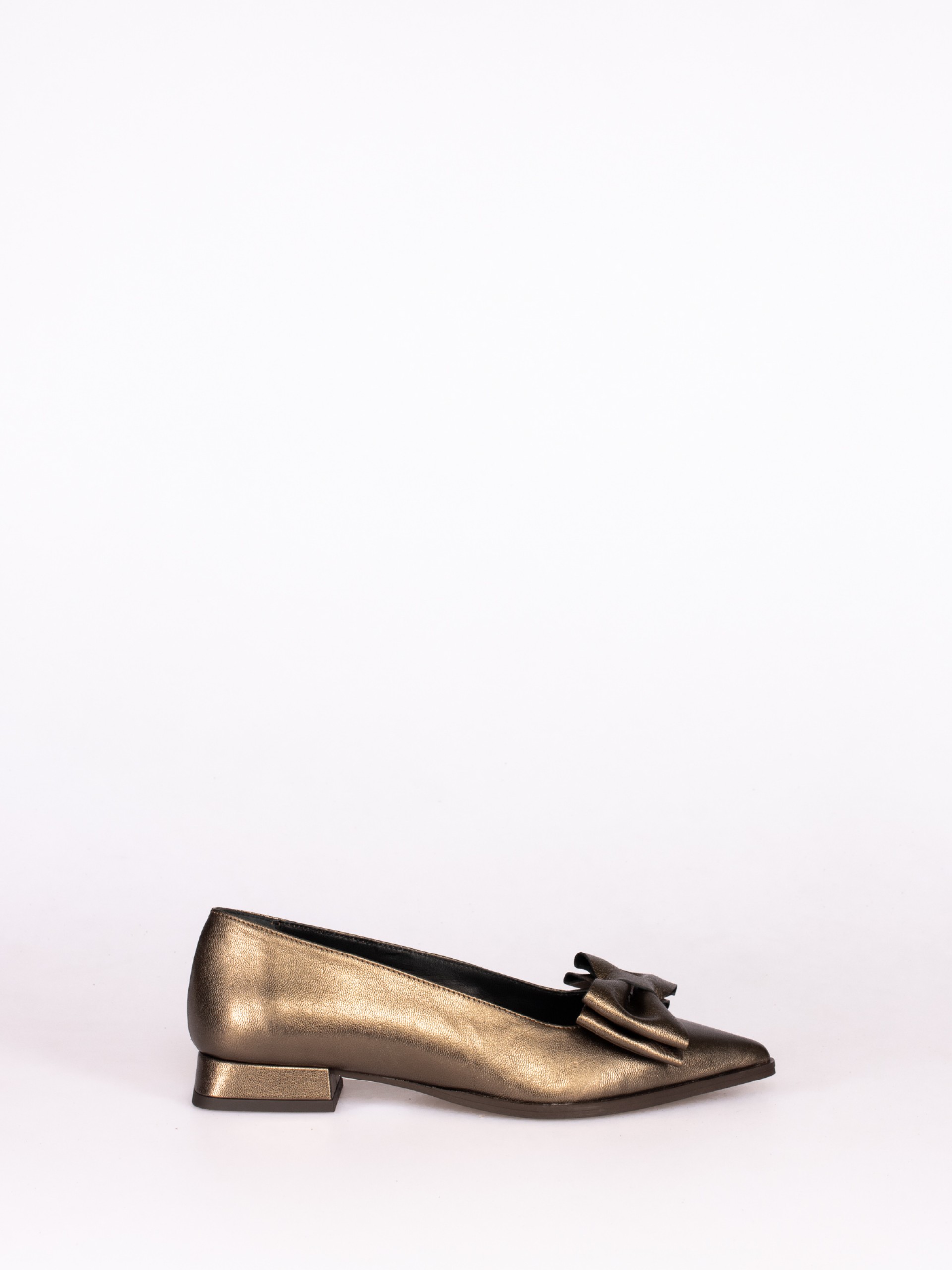 Metallic Leather Bow Shoe