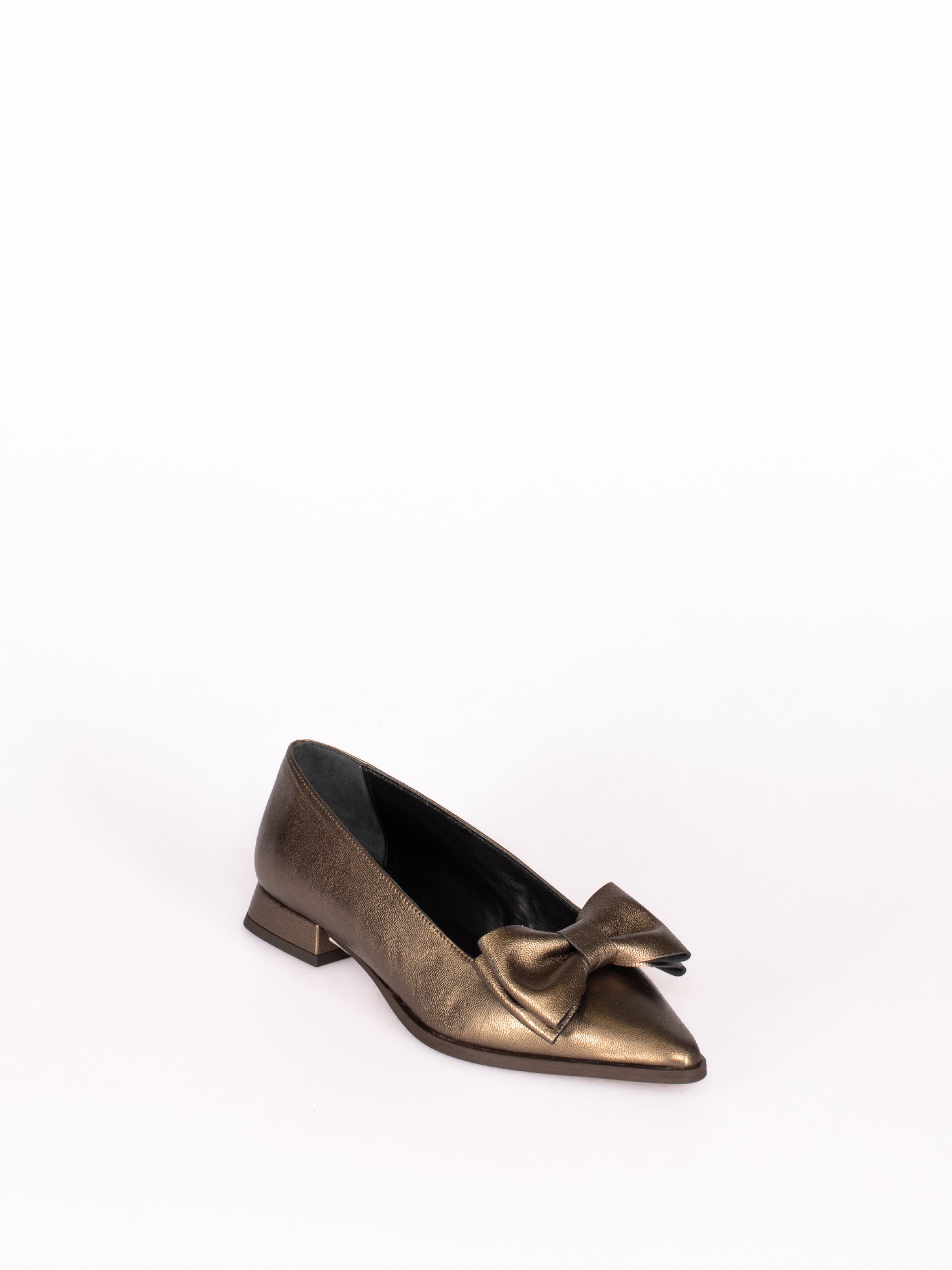 Metallic Leather Bow Shoe