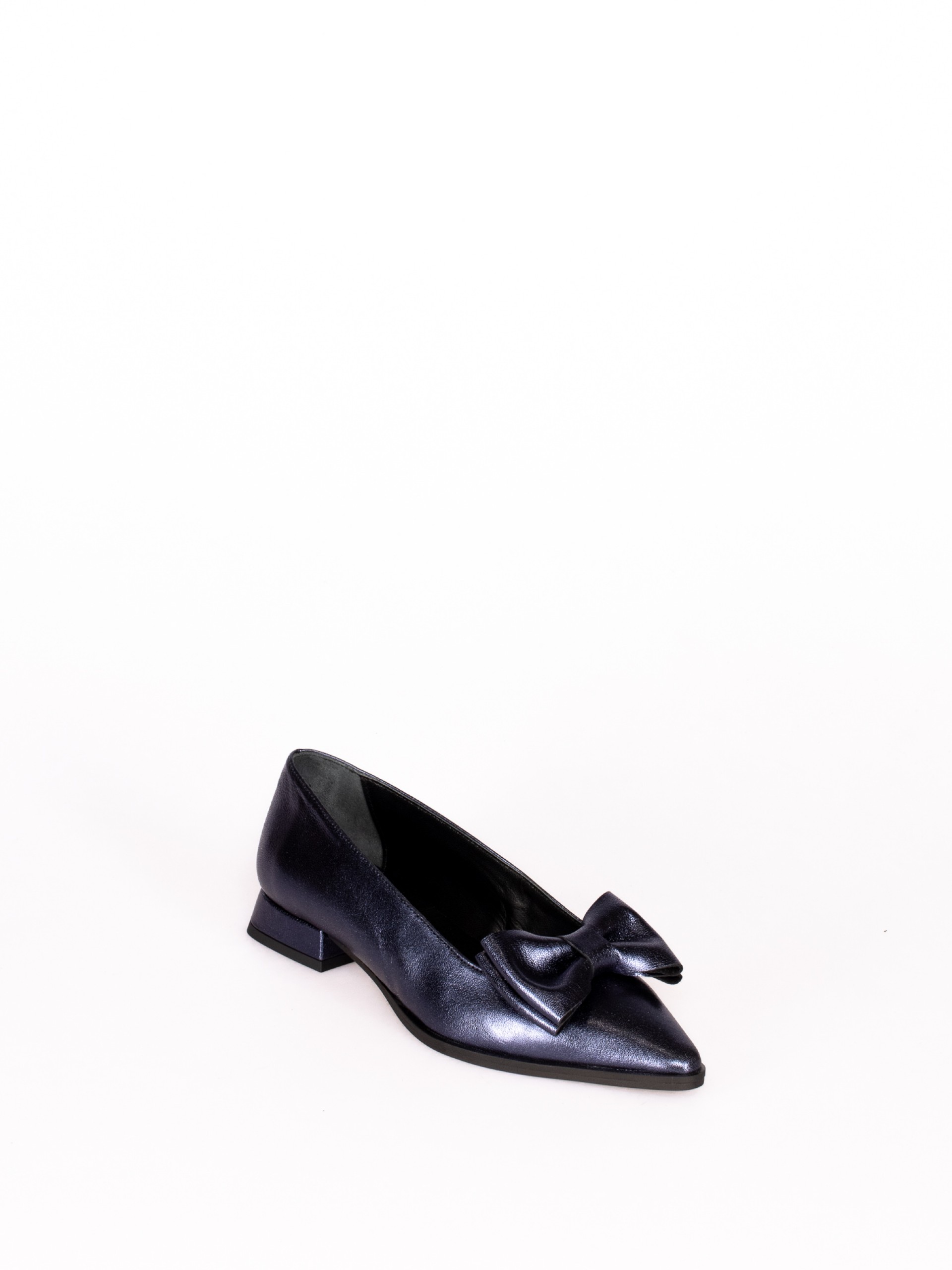 Metallic Leather Bow Shoe