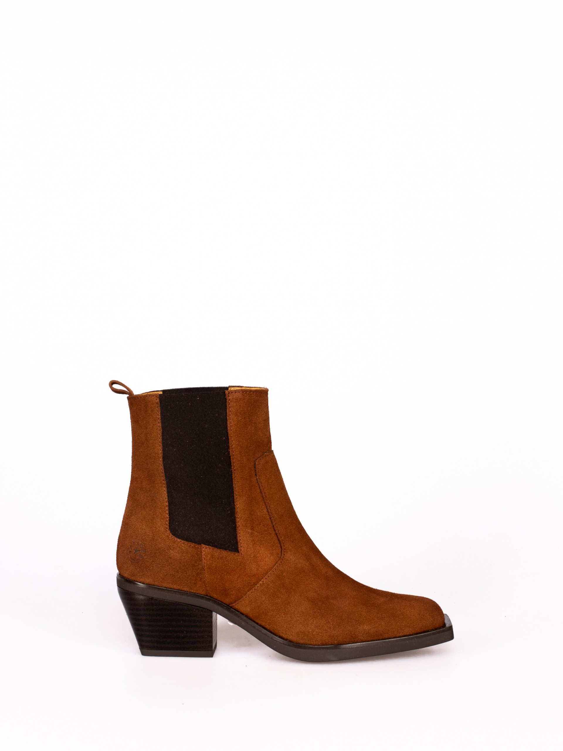 Heeled Ankle Boots with Elastic in Suede