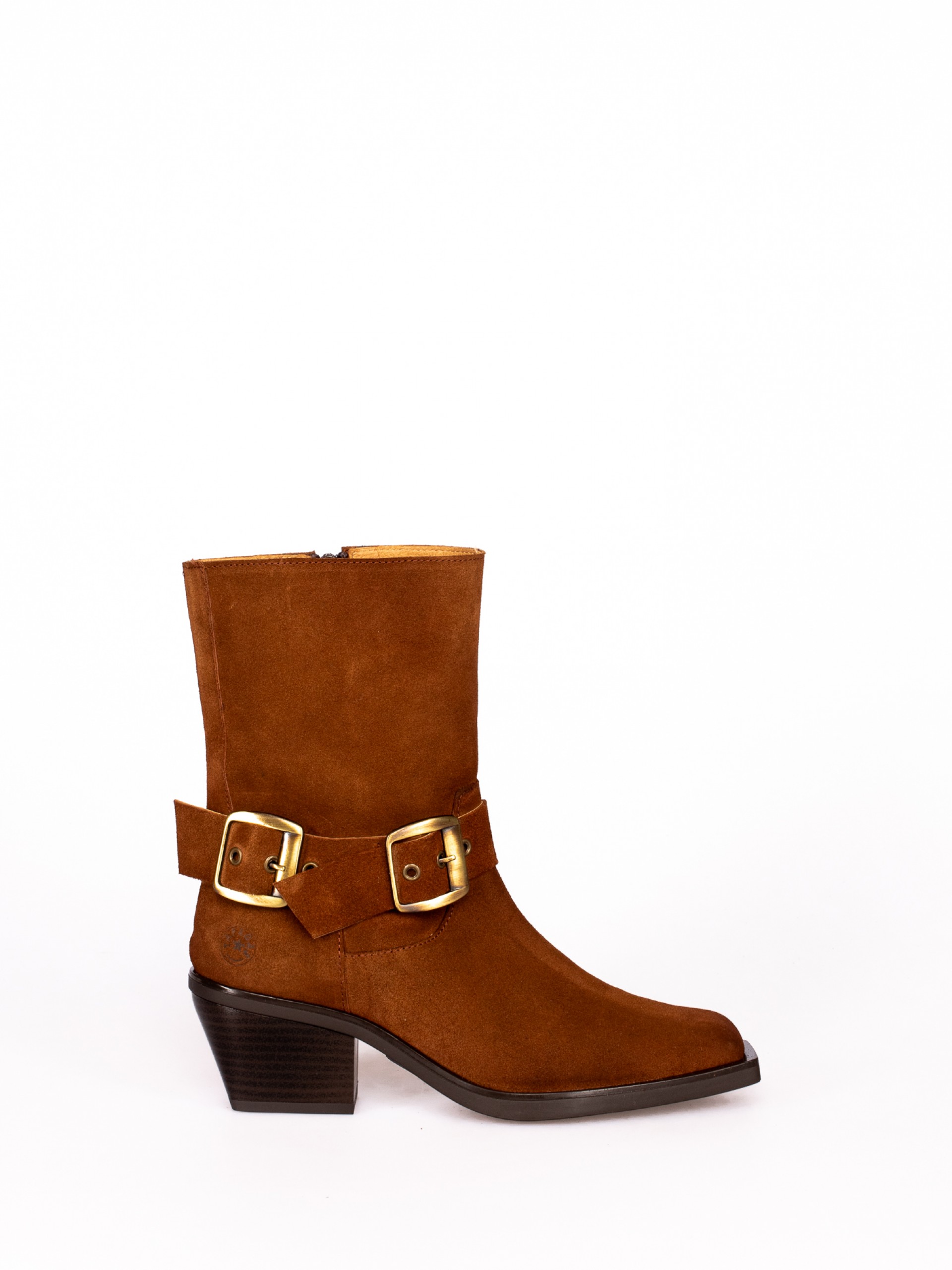 Mid-Calf Biker Boots in Suede
