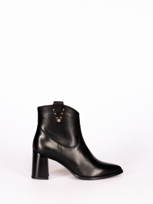 High-Heel Leather Boot with Studs