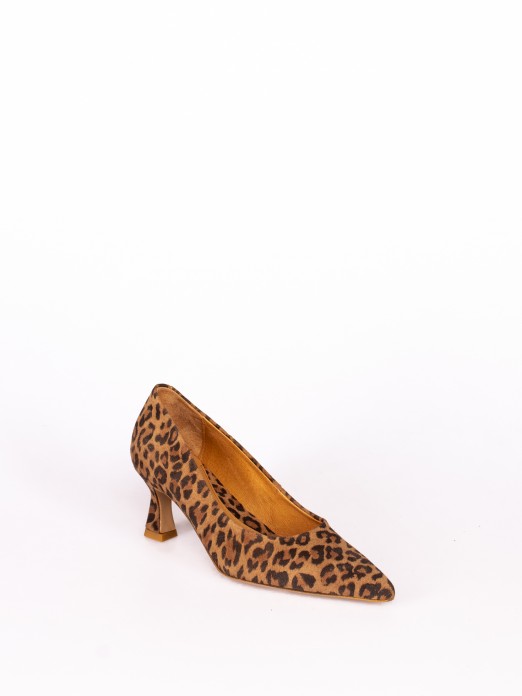 Leopard Print Effect Leather Stiletto