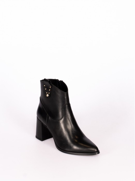 High-Heel Leather Boot with Studs