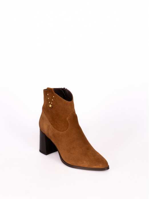 High-Heel Suede Boot with Studs