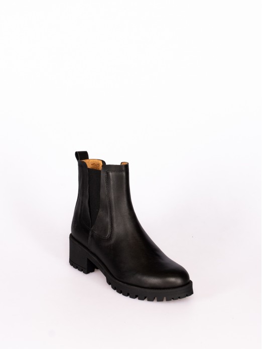 Leather Ankle Boots with Structured Sole