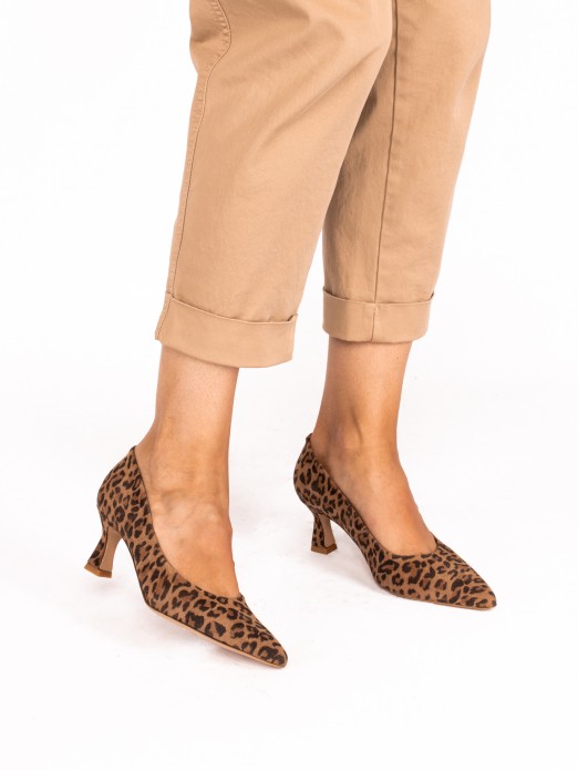 Stiletto em efeito Pele Leopardo