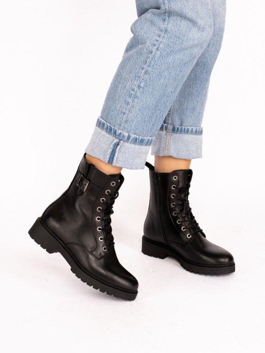 Military Ankle Boot in Leather