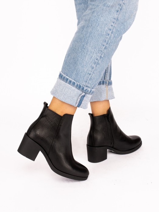 Leather Ankle Boots with Heel